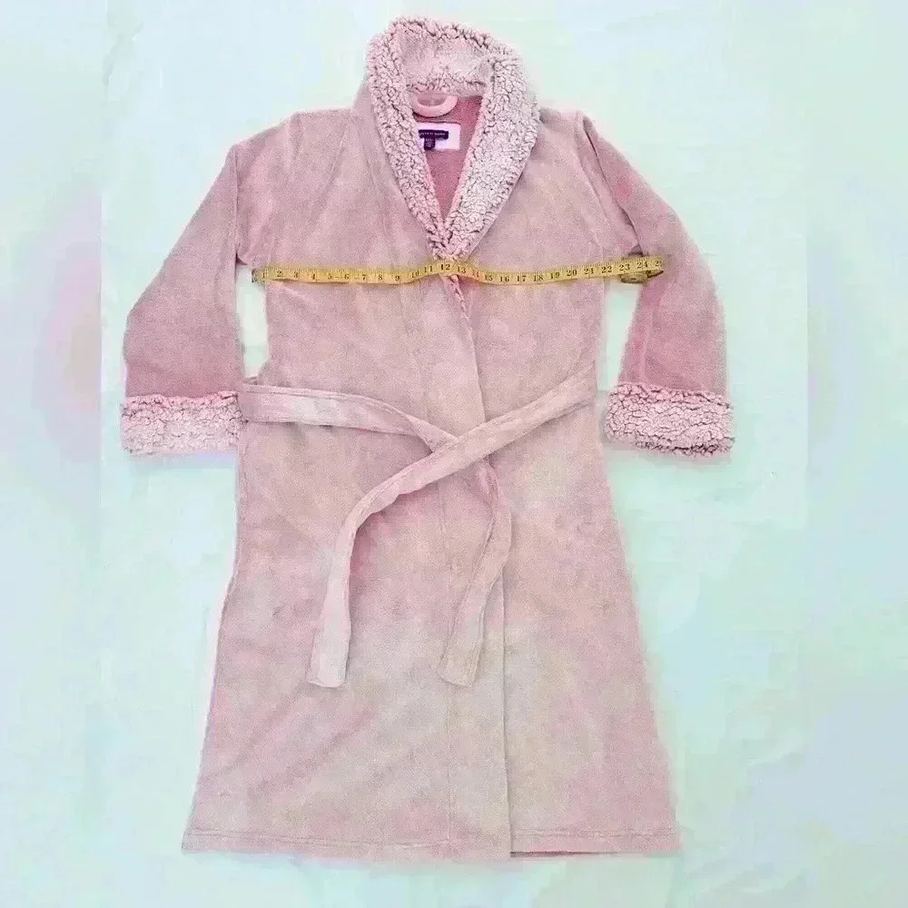 Saks Fifth Avenue Faux Fur Trim Robe in Pink Size Medium